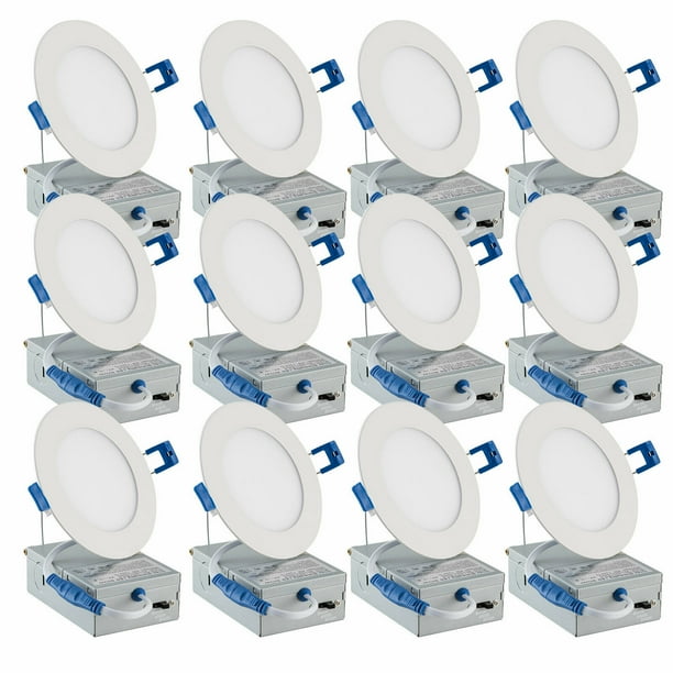 OUKANING 12 Pack 4"UltraThin LED Tricolor Light Recessed Ceiling Light