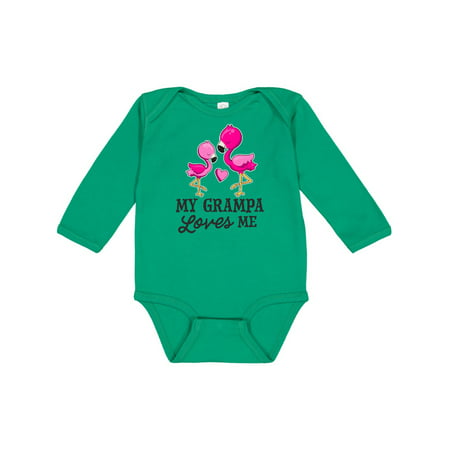 

Inktastic My Grampa Loves me with Two Flamingos Gift Baby Boy or Baby Girl Long Sleeve Bodysuit