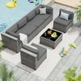 thumbnail image 4 of ELPOSUN Patio Furniture Set, 7-Piece Patio Furniture Set with Coffee Table & Waterproof Covers, All-Weather Wicker Outdoor Sectional for Backyard Balcony, Gray, 4 of 8