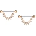 thumbnail image 1 of Nipple rings CZ Set Linked Feather Dangle 316L Surgical Steel, 1 of 3