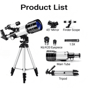 DKTIOP 70mm Aperture Portable Refractor Telescope with Tripod for Kids & Adults - 22.5X-150X Magnification