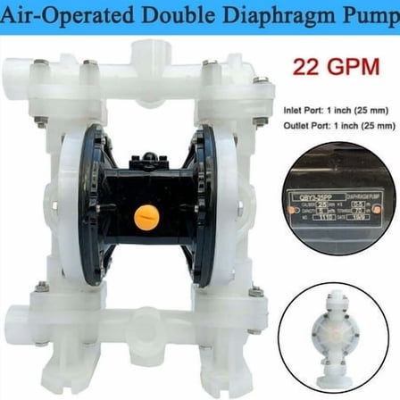 TABODD 22GPM Air-Operated Double Diaphragm Pump w/ 1" Inlet & Outlet for Acids & Bases for Diesel, Grease, Kerosene and Oil