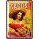 thumbnail image 1 of Placa Metal Vintage Taco Girl Pintura Hierro Rectangular Arte La Pared 20x30cm, 1 of 9