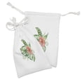 thumbnail image 2 of Floral Fabric Pouch Set of 2, Exotic Flower Bouquet on a Plain Background, Small Drawstring Bag for Toiletries Masks and Favors, 9" x 6", White Salmon Fern Green, by Ambesonne, 2 of 2