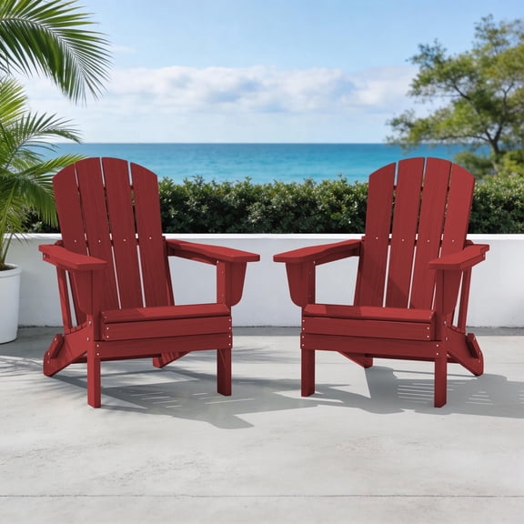 LOYALICE Folding Adirondack Chairs Set of 2,Dark Red