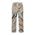 thumbnail image 4 of XIAONU Men's Retro Wave Print Drawstring Pants Oversized Fit Full Length Elastic Waist Breathable Lounge Trousers, 4 of 4