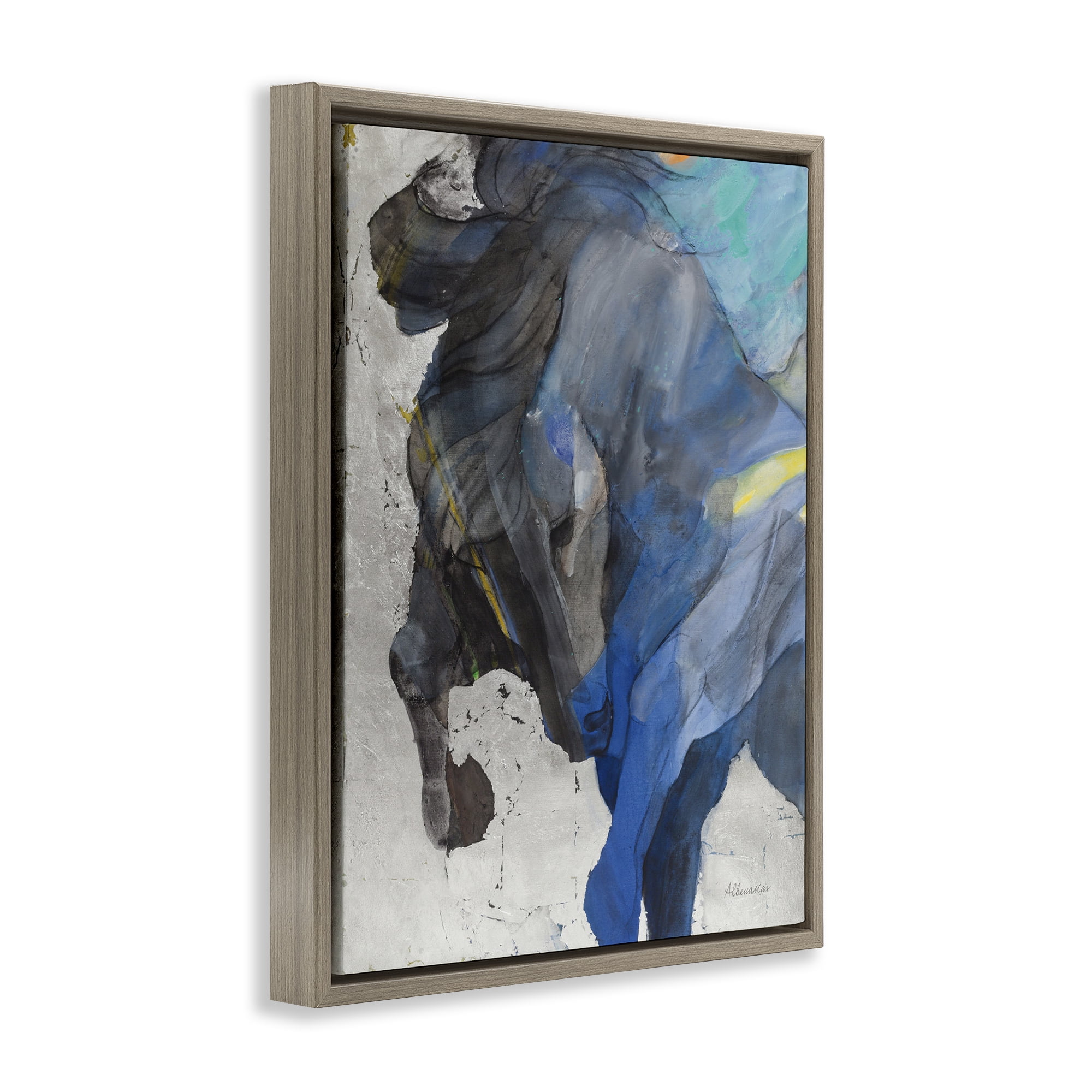Stupell Industries Majestic Valor Stallion Animals & Insects Painting Brown Floater Framed Canvas Art Print Wall Art, 17 x 21