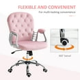 thumbnail image 6 of Vinsetto Velvet Home Office Chair, Button Tufted Desk Chair with Padded Armrests, Adjustable Height and Swivel Wheels, Pink, 6 of 9