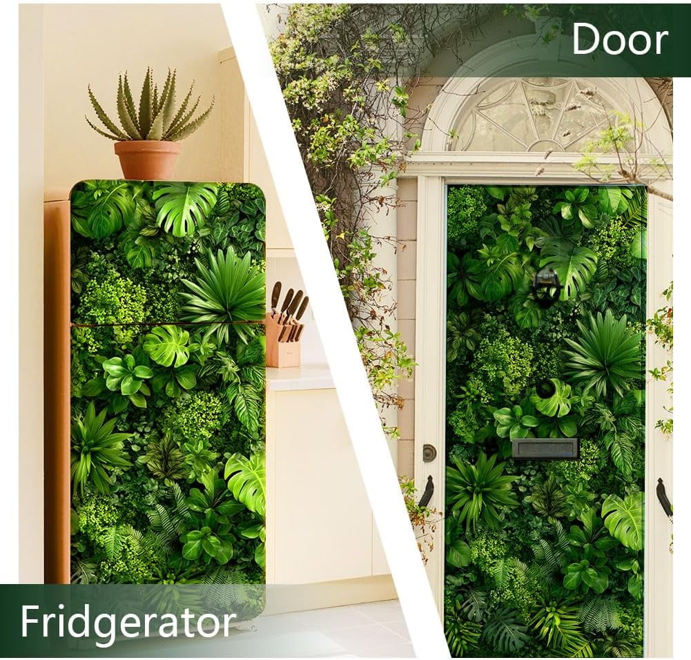 2 Sheet Various Plant Leaves Removable Refrigerator Wraps Self-Adhesive Fridge Stickers Peel and Stick Vinyl Fridge Decals Sticker Multi-color