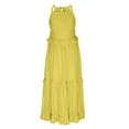 thumbnail image 6 of IROINNID Fit&Flare Dress For Women Sleeveless Round Neckline Summer Casual Halter Bandage Vest Long Dress Strapless Solid Color Dress, 6 of 6