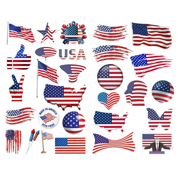 American Flags Aesthetic Sticker Pre-cut Cute Diary Travel Paper Journal Stickers Scrapbooking Stationery Sticker Flakes Art Supplies