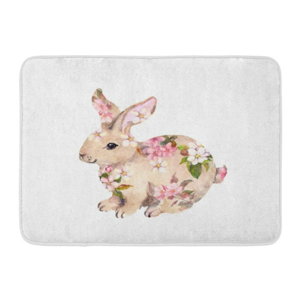 Godpok Watercolour Bunny Cute Rabbit In Flowers Watercolor Animal Vintage Rug Doormat Bath Mat 23 6x15 7 Inch Walmart Com Walmart Com
