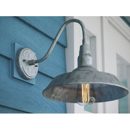 Rustic Outdoor Sconces (Kenroy Home Rustic 1 Light Wall Sconce Outdoor Lantern, 1 Lights, 60 Watt Maximum, 10 Inch Diameter, Powder Coated Galvanized Steel with Barn Shade, UL Listed for Wet Locations and)