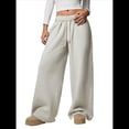 thumbnail image 2 of Pantalones Deportivos de Pierna para Mujer, Cintura Alta, Holgados, con Cordón Interior y Pierna Recta. Gris S, 2 of 10
