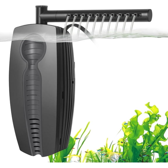 165GPH Aquarium Filter, 8W Adjustable Fish Tank Filter, Submersible Internal Filter for 10-50 Gallon Tank, with Biochemical (Black)