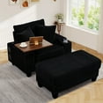 thumbnail image 5 of Muumblus Oversized Living Room Chair with Bluetooth Speaker, Ottoman, Rotating Table Board & USB, Cozy Indoor Lounge Reading Armchair, Black Corduroy, 5 of 11