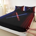 thumbnail image 3 of Manfei Cartoon Gradient Light Theme Full Size Sheets,Fashion Games Bed Sheets,Black Blue Red Sheet Sets For Teens,Luxury Bedroom Decor,4pcs, 3 of 7