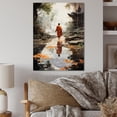 thumbnail image 2 of Designart "Footprints of Enlightenment Orange Grey Buddhist Art I" Buddhism Metal Art Print, 2 of 5