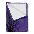 thumbnail image 2 of Tree Soft Flannel Fleece Throw Blanket, Oak Tree at Sunset Snowy Field Wintertime Nature Landscape Wilderness Scene Print, Cozy Plush for Indoor and Outdoor Use, 70" x 90", Purple Black, by Ambesonne, 2 of 5