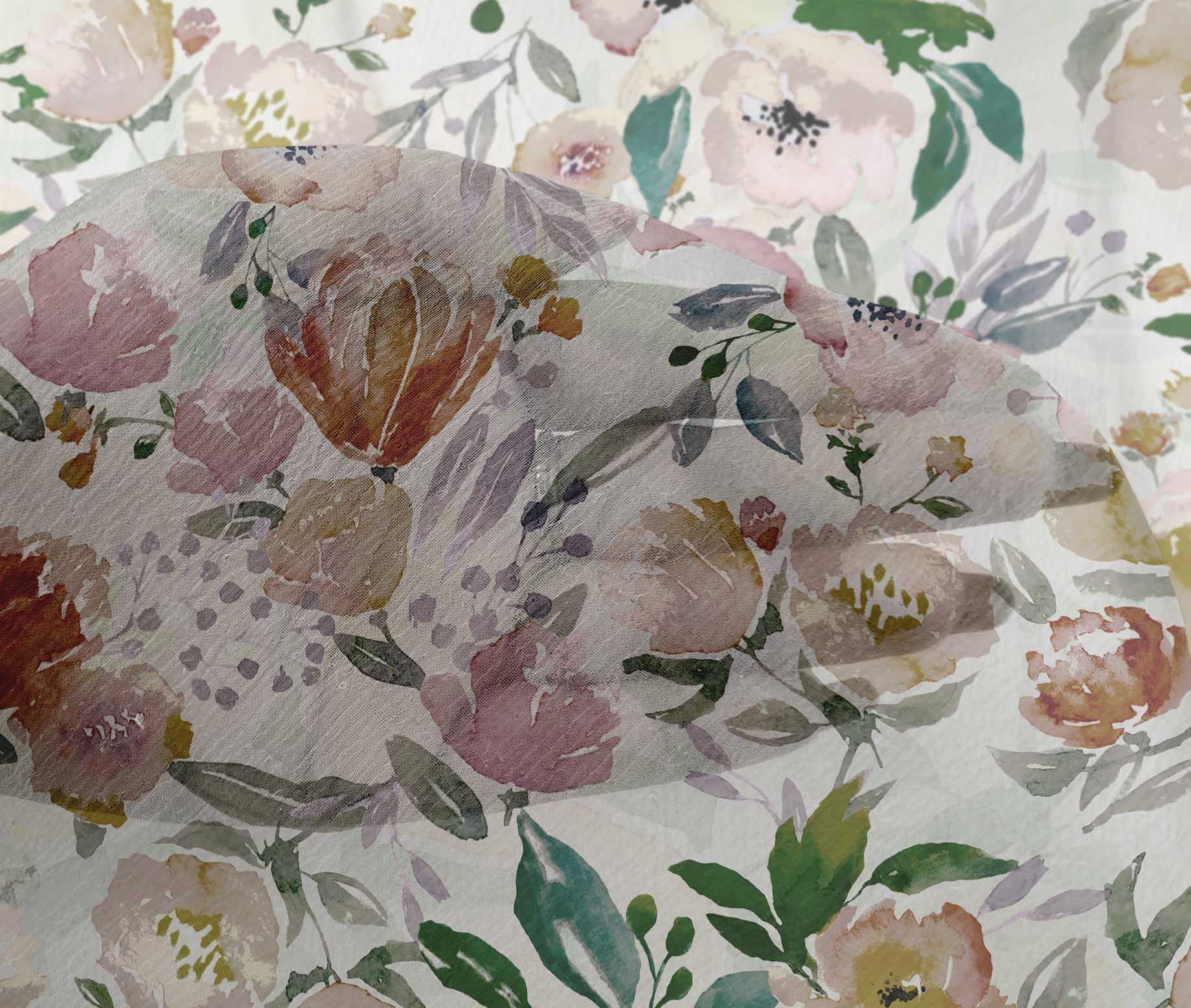 oneOone Viscose Chiffon Brown Fabric Floral Fabric For Sewing Printed Craft Fabric By The Yard 42 Inch Wide-V6
