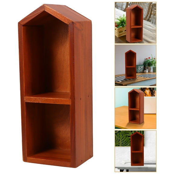 HOMEMAXS Stand Stackable Display Shelf Storage Box Office 26.50X10.00X7.50CM Light Brown
