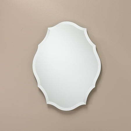 Scalloped Mirror - The Better Bevel Oblong Scalloped Frameless Wall Mirror - 23.5W x 30.5H in.