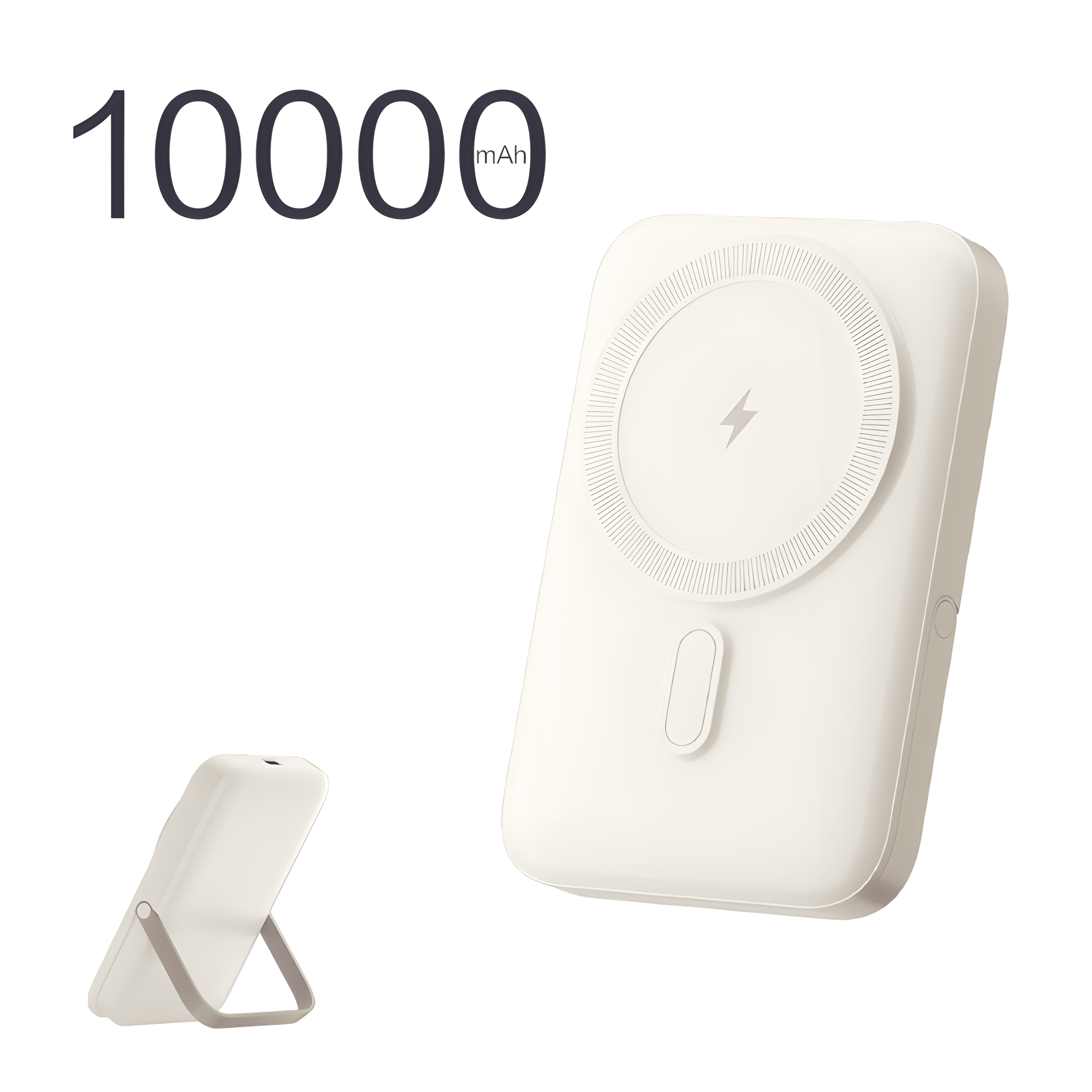 NIGOE Magnetic Wireless Power Bank 10000mAh Portable Charger 22.5W Fast Charging White, Dual-Bracket Compatible Phone Holder, for Samsung iPhone 16/15/14 Series
