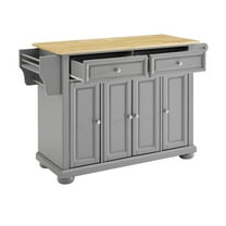 Crosley Furniture Alexandria Natural Wood Top Kitchen Island in Gray/Natural