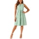 thumbnail image 2 of Vestido midi sin mangas de corte A con cuello en forma de llave y cintura ajustable, estampado de flores pequeñas, color verde claro, talla L, 2 of 5