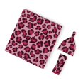 Balery Rose Leopard Print Printed Newborn Receiving Blanket Bow