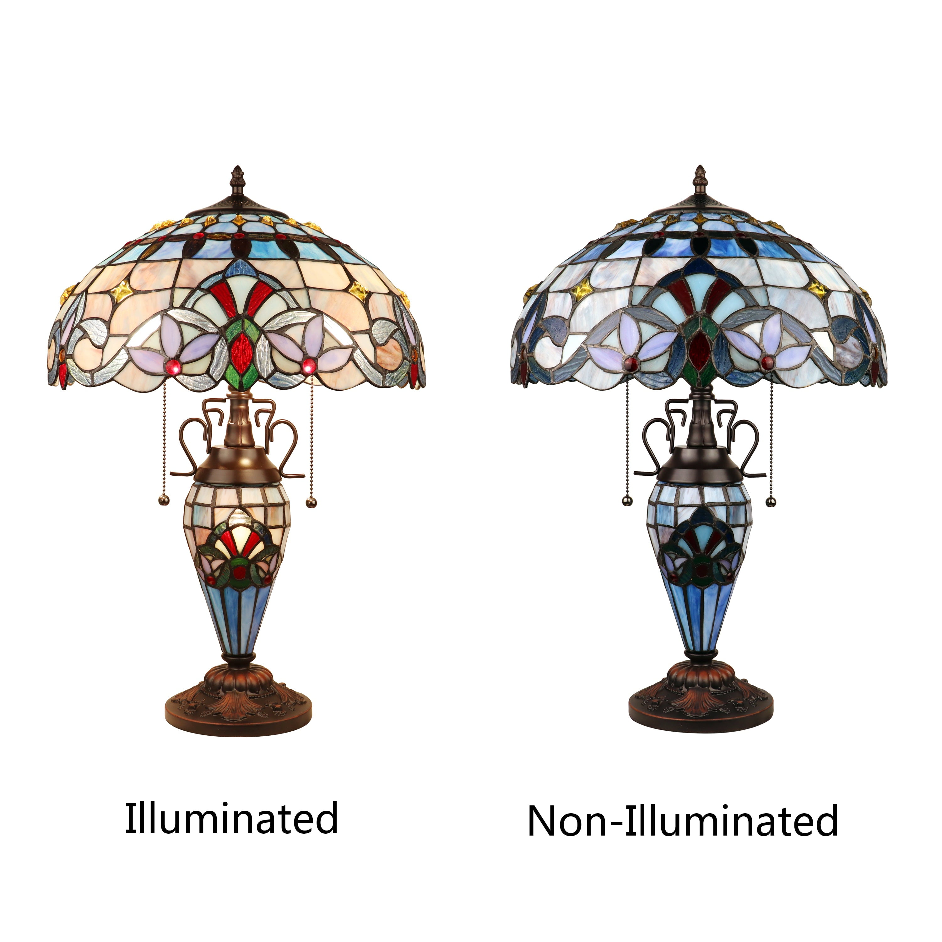 RADIANCE goods Victorian-Style Dark Bronze 3 Light Double Lit Table Lamp 16" Wide