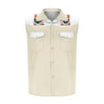 thumbnail image 4 of Camisas de Cuello para los Hombres de Moda Casual Imprimir Turndown Cuello sin Mangas Bolsillos Deportivos Tanque, Ligero Top de Verano, 4 of 5