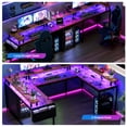 thumbnail image 3 of U-Shaped Gaming Computer Desk with Power Outlets & RGB LED Lights - 79" Extra Large Reversible Corner Office Desk - Monitor Stand & Storage Shelves - Home or Two-Person Use, 3 of 8