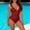 c01Red, variant on Women's Deep V One Piece Swimsuit Ruffle Ruched Tummy Control Bathing Suit Slimming Beach Swimwear Blue L