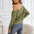 thumbnail image 6 of Trendfront Womens Off Shoulder Boat Neck Long Sleeve Tops Oversized Leopard Print Tees Animal Pattern Base Layering Style T-Shirts, 6 of 6