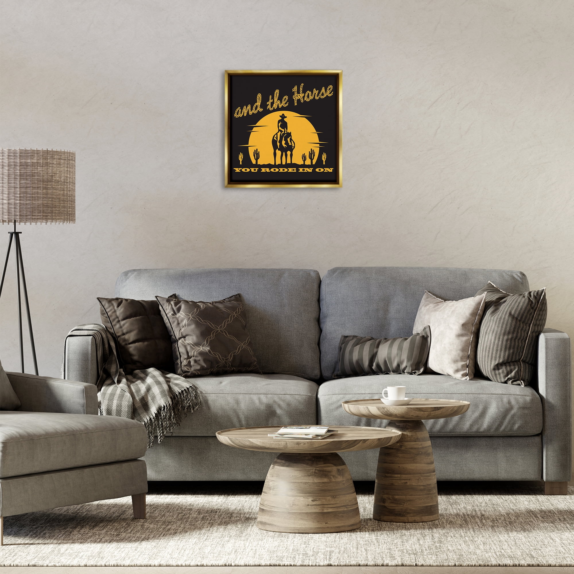 Stupell Industries Horse You Rode In On Novelty Painting Gold Floater Framed Art Print Wall Art, 18 x 18