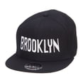 thumbnail image 2 of Brooklyn Embroidered Flat Bill Snapback Cap - Black OSFM, 2 of 5