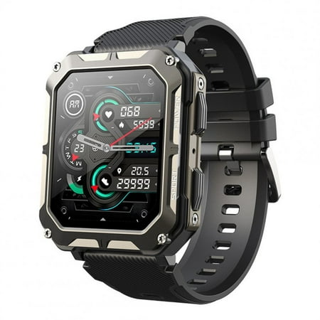 C20 Pro Smart Watch for Men 1.83 Inch Bluetooth Music Call Outdoor Sports Fitness Smartwatch Black Rubber Band