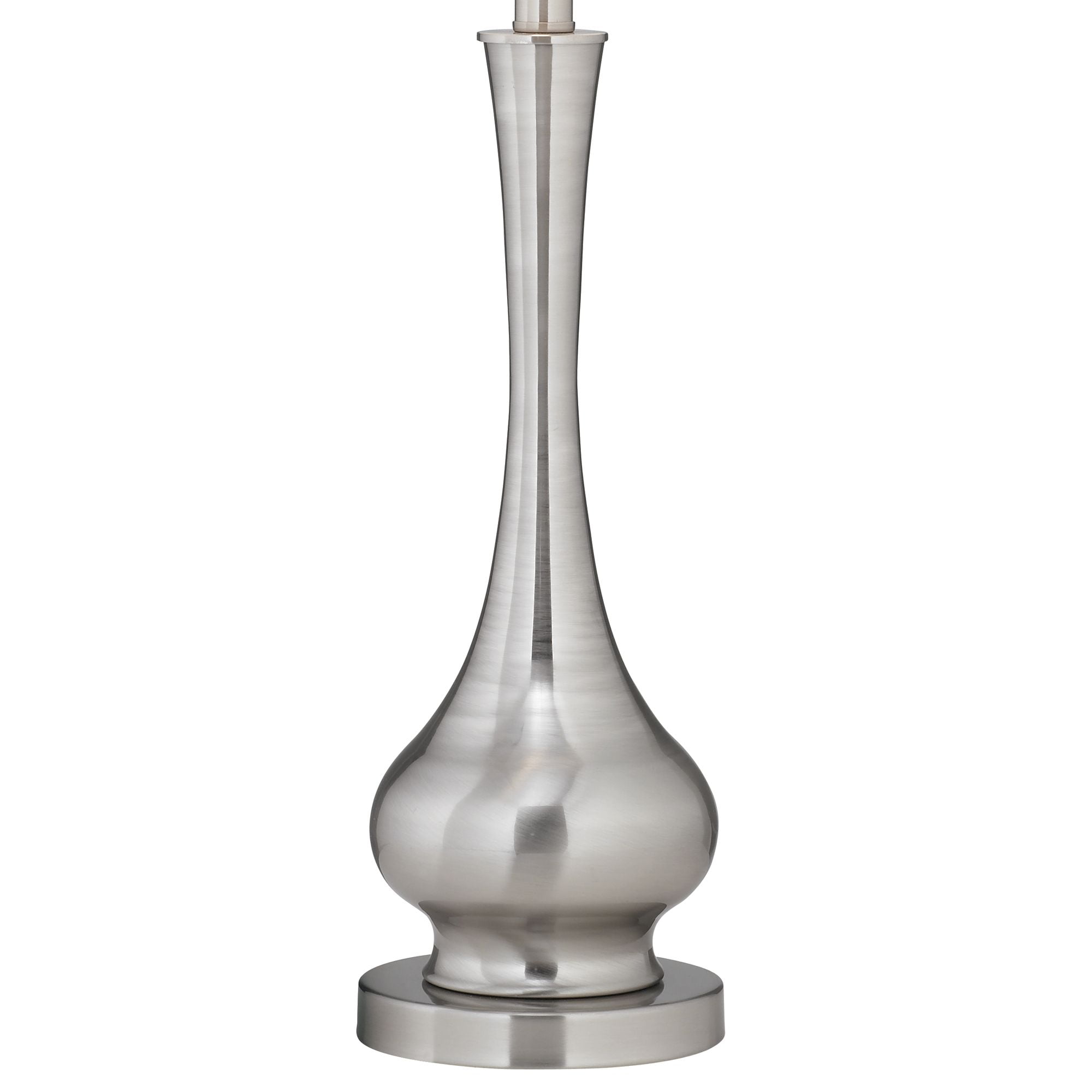 Possini Euro Design 32" Tall Gourd Large Modern End Table Lamps Set of 2 Silver Brushed Steel Finish Metal Living Room Bedroom