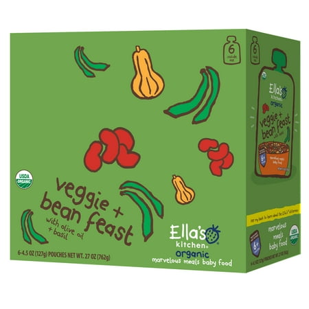 Ella's Kitchen 6+ Months Organic Baby Food, Four Bean Feast, 4.5 oz. (Pack of 6)