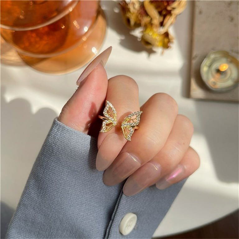 Sparkling butterfly open sale ring