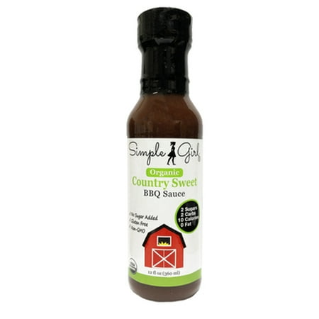 Fat Free Sweet - Simple Girl Organic Country Sweet 12oz (Low Sugar, Low Carb, BBQ Sauce, No Sugar Added, Gluten Free, Non GMO, 0 Fat)
