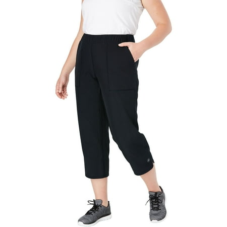 - Woman Within Plus Size Stretch Woven Tulip Hem Capri Pant