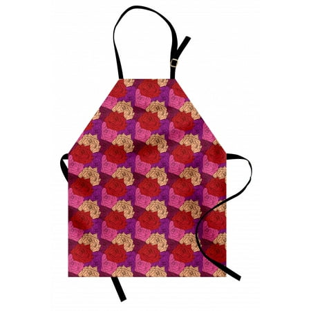 

Roses Apron Love Romance Themed Continuous Pattern with Colorful Flowers with Dots Unisex Kitchen Bib with Adjustable Neck for Cooking Gardening Adult Size Multicolor by Ambesonne
