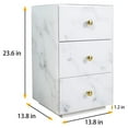 thumbnail image 3 of Elegant White Marble Glass Bedside Table with 3 Drawers - INTA009, 3 of 5