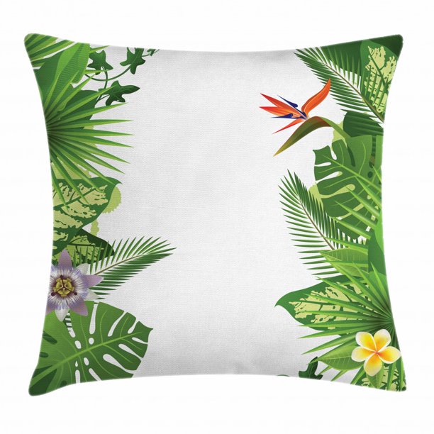 Tropical Throw Pillow Cushion Cover, Lush Growth Rainforest of Hawaii