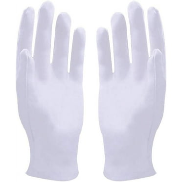12 Pairs White Cotton Gloves Soft Lightweight Work Gloves for Cosmetic Moisturizing Coin Jewelry Inspection Hand Spa Thick XXL Size