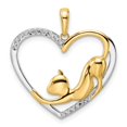 thumbnail image 1 of Quality Gold M3001 14K Yellow & Rhodium White Diamond-Cut Cat Stretching in Heart Pendant, 1 of 1