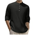 thumbnail image 1 of Dagugfen Plus Size Shirts for Men Striped Long Sleeve Button V Neck Slim Lightweight Casual Work Tops, 1 of 6