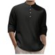 thumbnail image 1 of pstuiky manga larga para hombre, Camisa básica de manga larga para hombre, semiabierta, con cuello alto, botones, informal, holgada, a rayas, de manga larga Tops de hombre m, 1 of 6